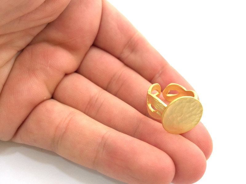 Adjustable Ring Blank, (15mm blank ) Gold Plated Brass G6155