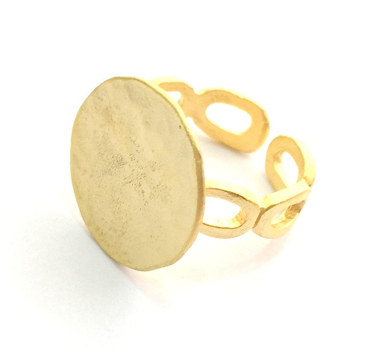 Adjustable Ring Blank, (15mm blank ) Gold Plated Brass G5074