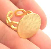 Adjustable Ring Blank, (15mm blank ) Gold Plated Brass G5074