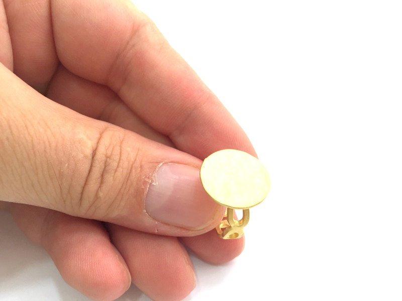 Adjustable Ring Blank, (15mm blank ) Gold Plated Brass G5074