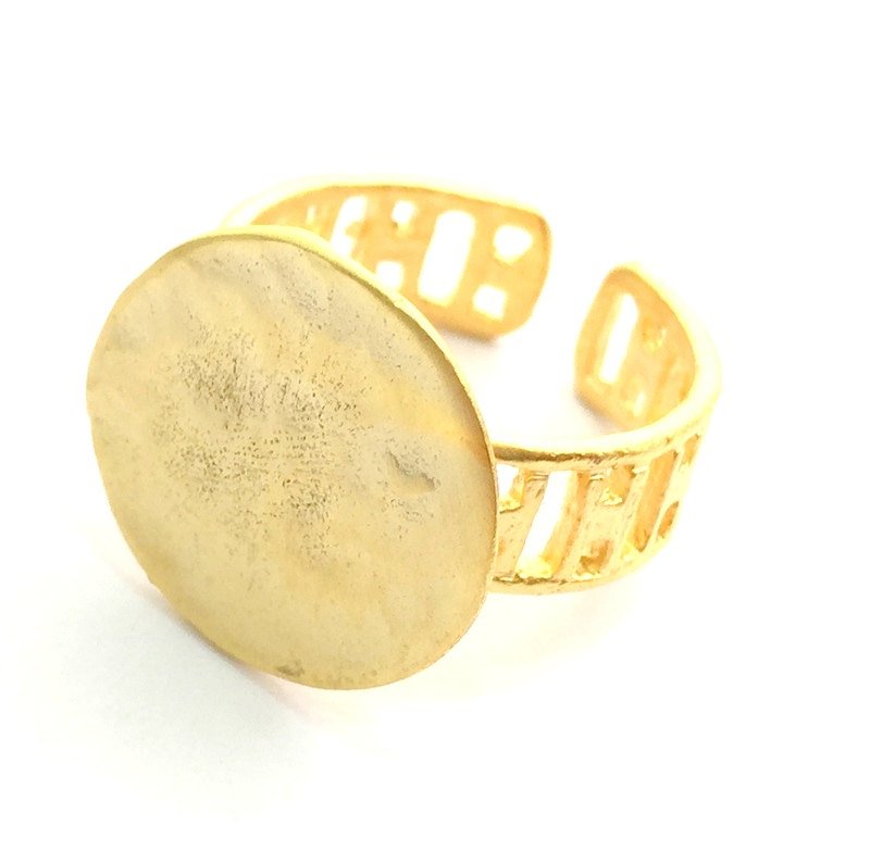Adjustable Ring Blank, (15mm blank ) Gold Plated Brass G6159