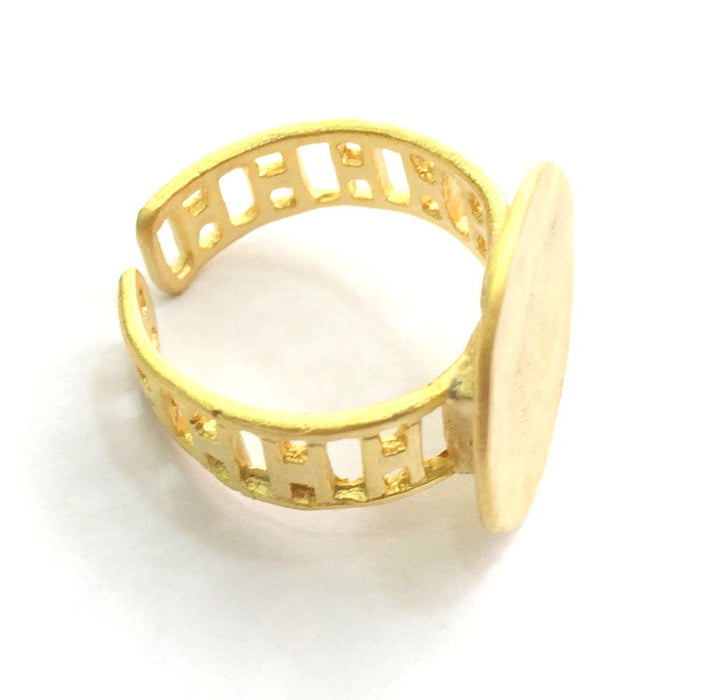 Adjustable Ring Blank, (15mm blank ) Gold Plated Brass G6159