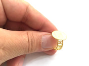 Adjustable Ring Blank, (15mm blank ) Gold Plated Brass G6159