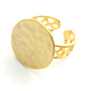 Adjustable Ring Blank, (15mm blank ) Gold Plated Brass G6160