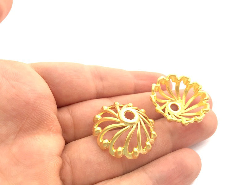 2 Pcs (29mm) Gold Plated Large Caps  Findings  G6165
