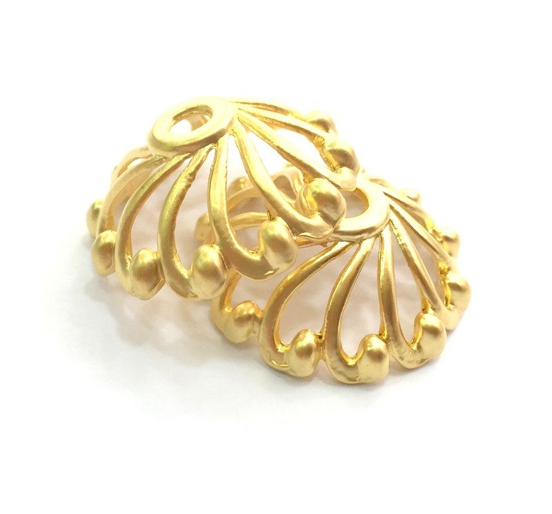 2 Pcs (29mm) Gold Plated Large Caps  Findings  G6165