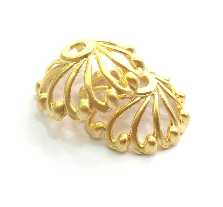 2 Pcs (29mm) Gold Plated Large Caps  Findings  G6165