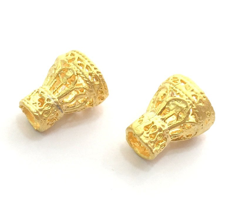 2 Gold Plated Brass Cone  Findings  (8x5mm) G9644