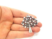 Antique Silver Plated Tree Pendants (50x46mm) Antique Silver Plated Metal  G6172