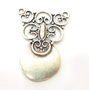 Silver Tribal Pendant Antique Silver Plated Medallion Pendants (65x48mm) Antique Silver Plated Metal  G6173