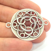 Antique Silver Plated Medallion Pendants (35mm) Antique Silver Plated Metal  G6178