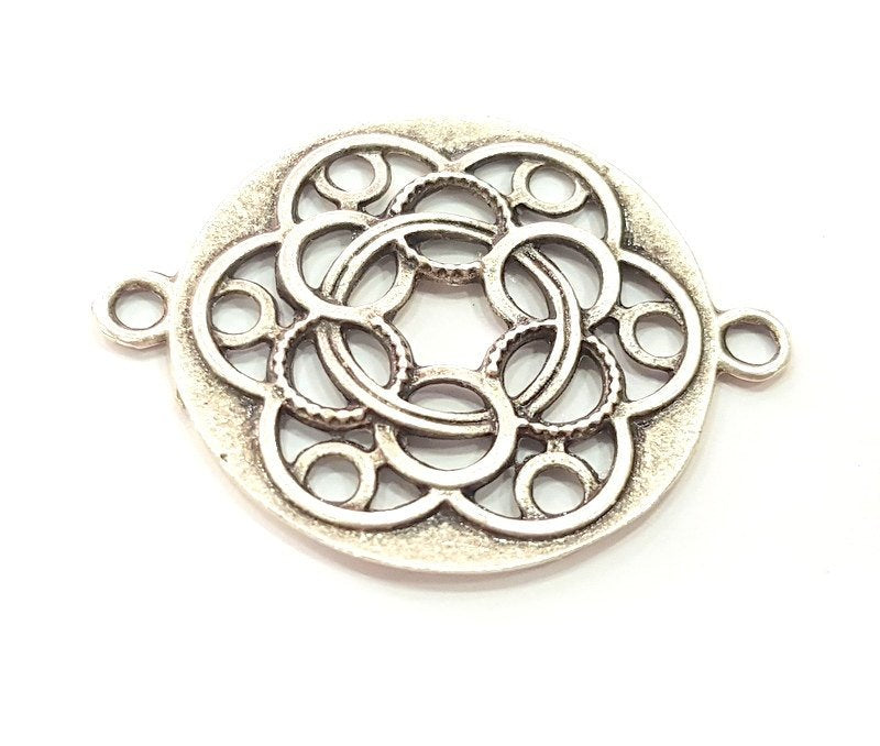 Antique Silver Plated Medallion Pendants (35mm) Antique Silver Plated Metal  G6178