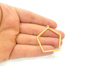 2 Gold Plated Pentagon Pendants (41mm)  G6194