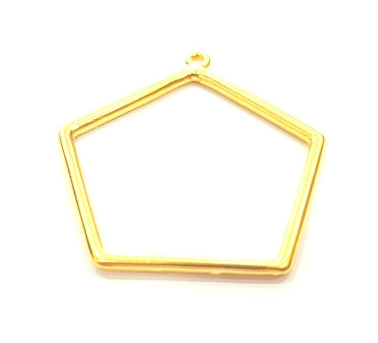 2 Gold Plated Pentagon Pendants (41mm)  G6194