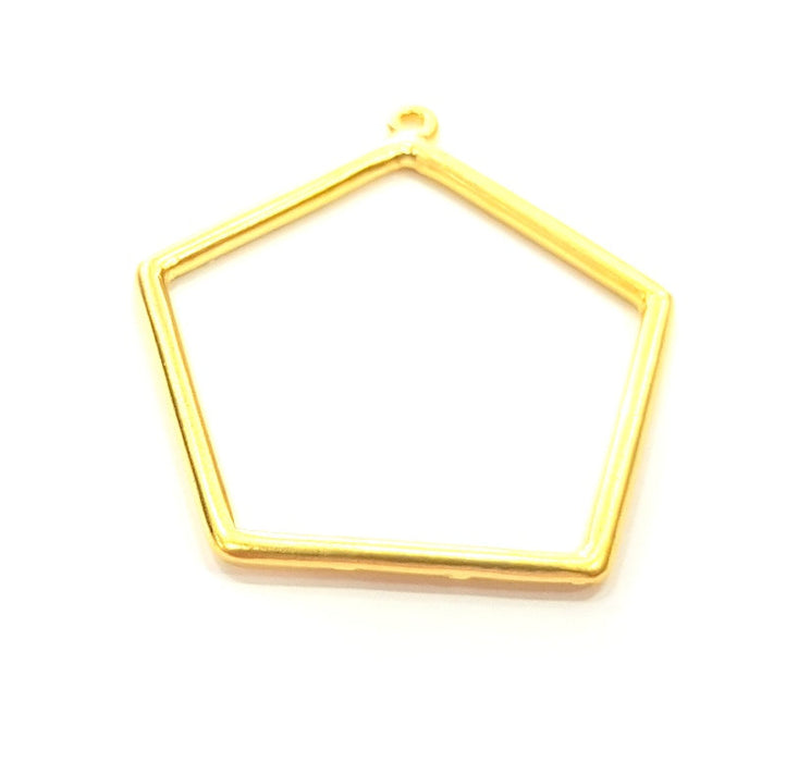 2 Gold Plated Pentagon Pendants (41mm)  G6194