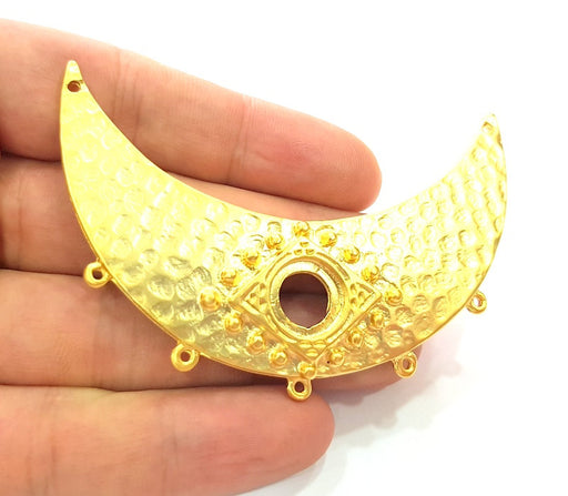 Gold Pendant Gold Plated Hammered Linked Pendant Blank (80x30mm)  G6197
