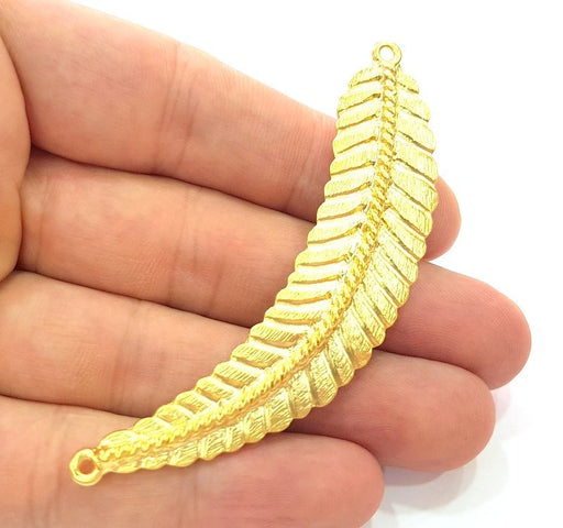 Gold Pendant Gold Plated Large Leaf Pendants (78x17mm)  G6201