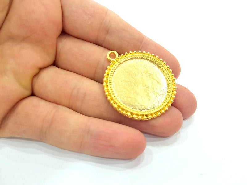 Gold Plated Pendant Blank (28mm blank)  G6212