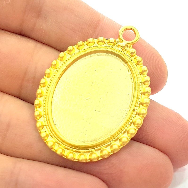 Gold Plated Pendant Blank (30x22mm blank)  G6213