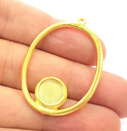 2 pcs Gold Plated Blank Earring Component Pendants (45x30mm)  G6221