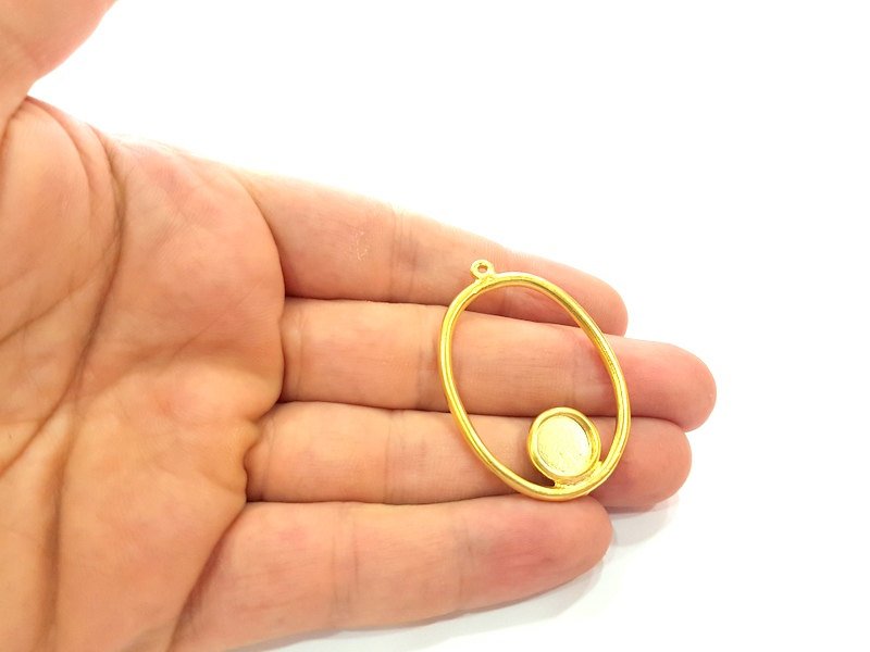 2 pcs Gold Plated Blank Earring Component Pendants (45x30mm)  G6221