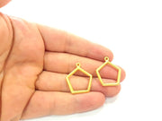 2 Gold Plated Pentagon Charm Pendants (25mm)  G6224