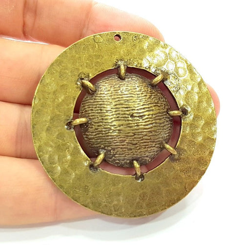 Antique Bronze Hammered Pendants (55mm) G7070