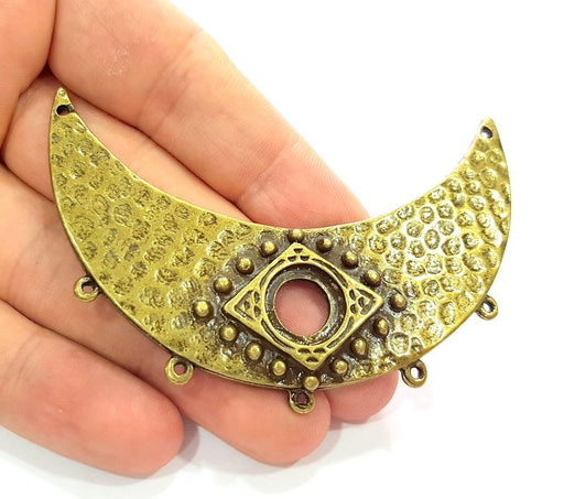 Hammered Moon Pendant Antique Bronze Pendant (84x33mm) G6243