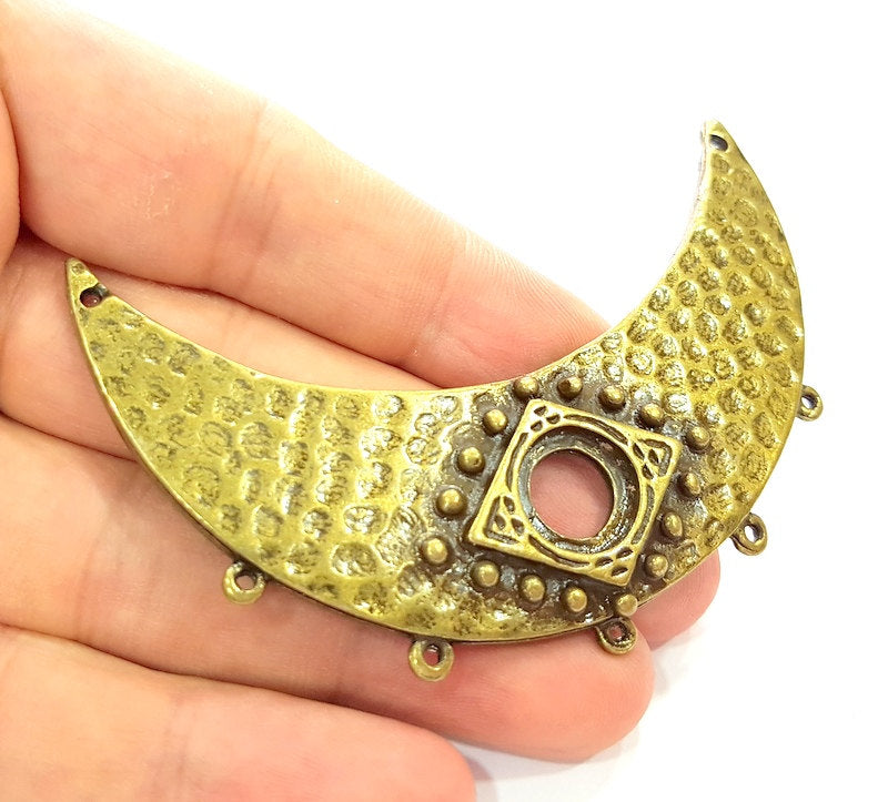 Hammered Moon Pendant Antique Bronze Pendant (84x33mm) G6243
