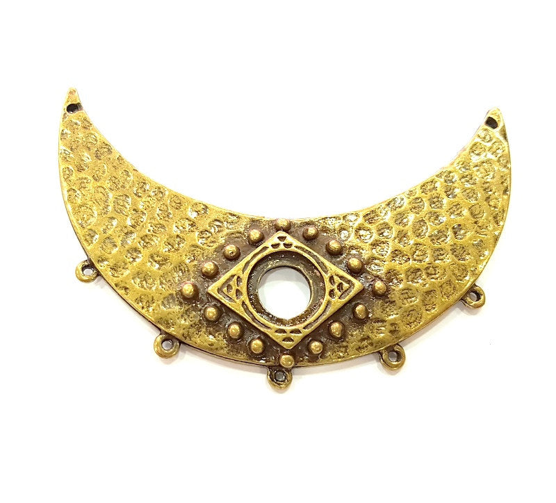 Hammered Moon Pendant Antique Bronze Pendant (84x33mm) G6243
