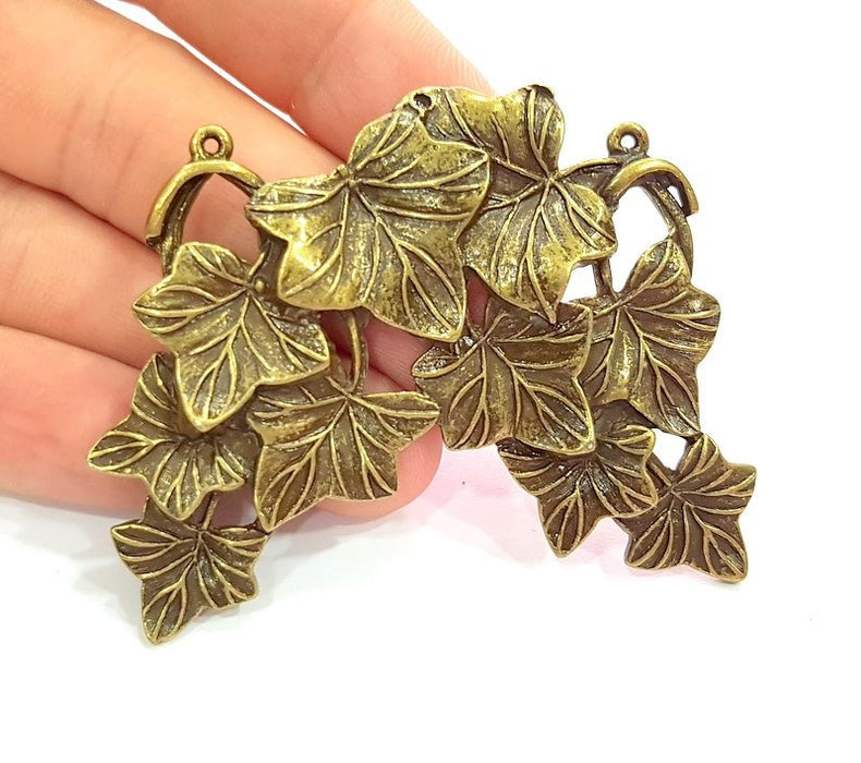 Antique Bronze Leaf Pendants (67x46mm) G6244