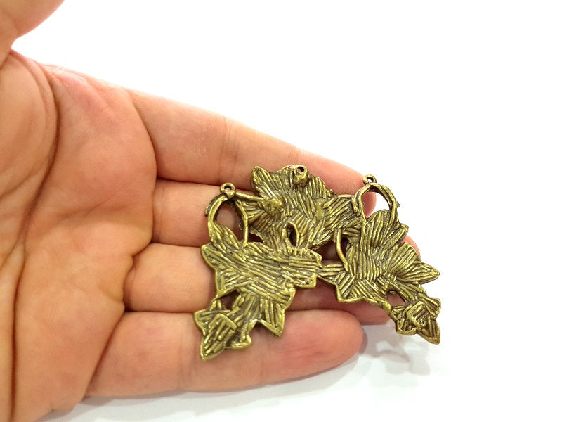 Antique Bronze Leaf Pendants (67x46mm) G6244
