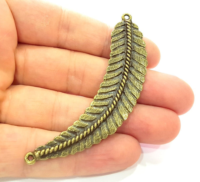 Antique Bronze Fern Leaf Pendants (81x17mm) G14055