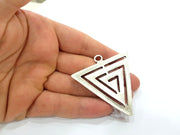 Antique Silver Plated Triangle Pendants (60mm) Antique Silver Plated Metal  G6253