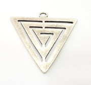Antique Silver Plated Triangle Pendants (60mm) Antique Silver Plated Metal  G6253