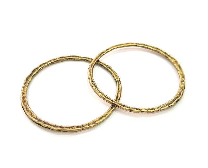 2 Antique Bronze Circle Pendant Large Round  Connector ,Findings  (52mm) G6260