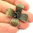 2 Flower Charms Antique Bronze Charms (37mm) G6264