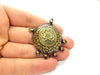 Antique Bronze Linked Pendant Medallion,  (35mm) G6267