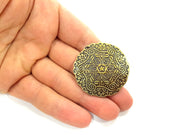 Antique Bronze Medallion Pendant, Earring Components (42mm) G6268