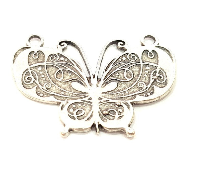 Antique Silver Plated Butterfly Pendants (58x40mm)   G6269