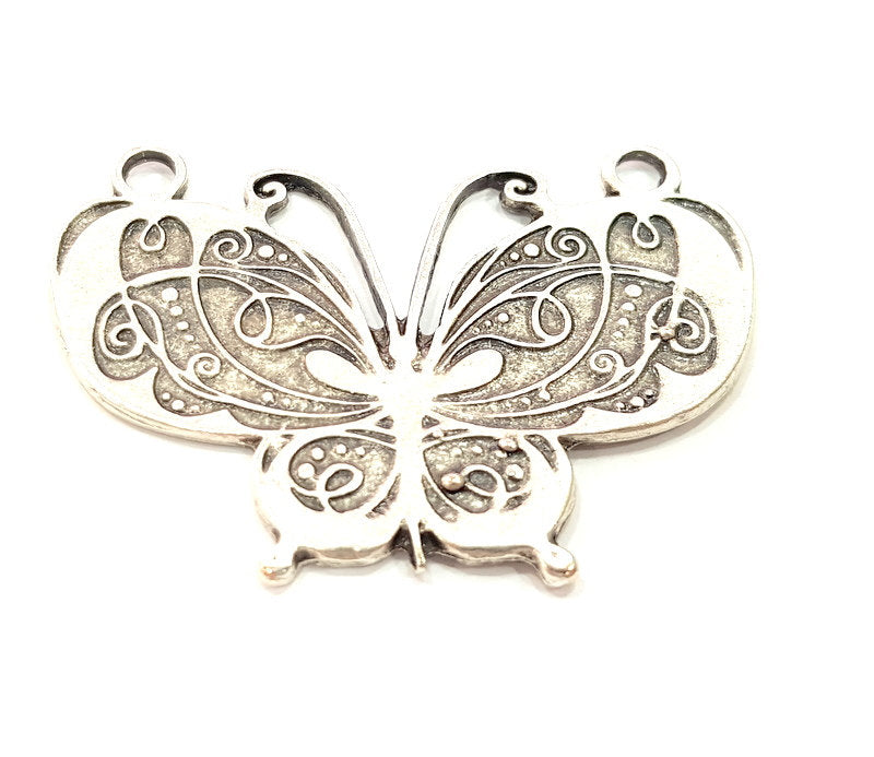 Antique Silver Plated Butterfly Pendants (58x40mm)   G6269