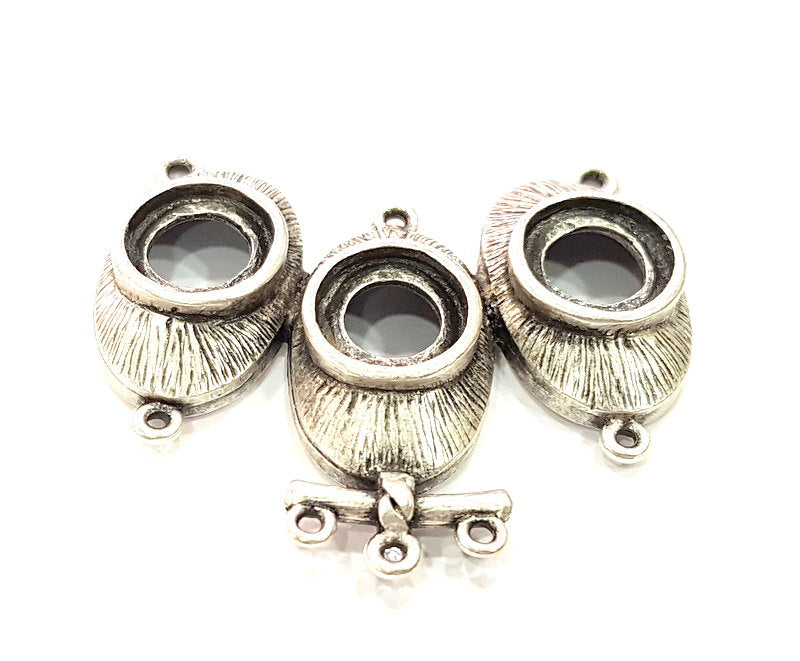 Antique Silver Plated  Pendant Blank , Linked Pendants (54x45mm)  G16739