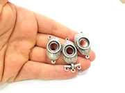 Antique Silver Plated  Pendant Blank , Linked Pendants (54x45mm)  G16739