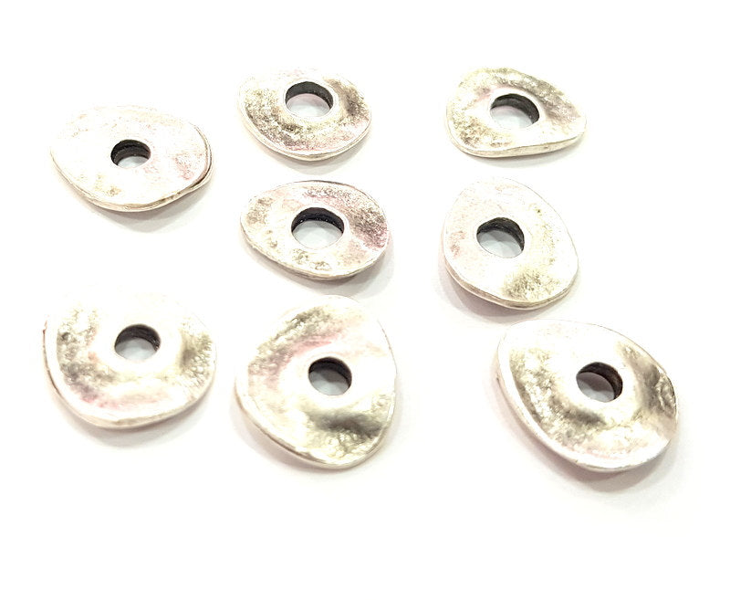 10 Pcs Antique Silver Plated Round Connector Pendants (14x11mm)  G6275
