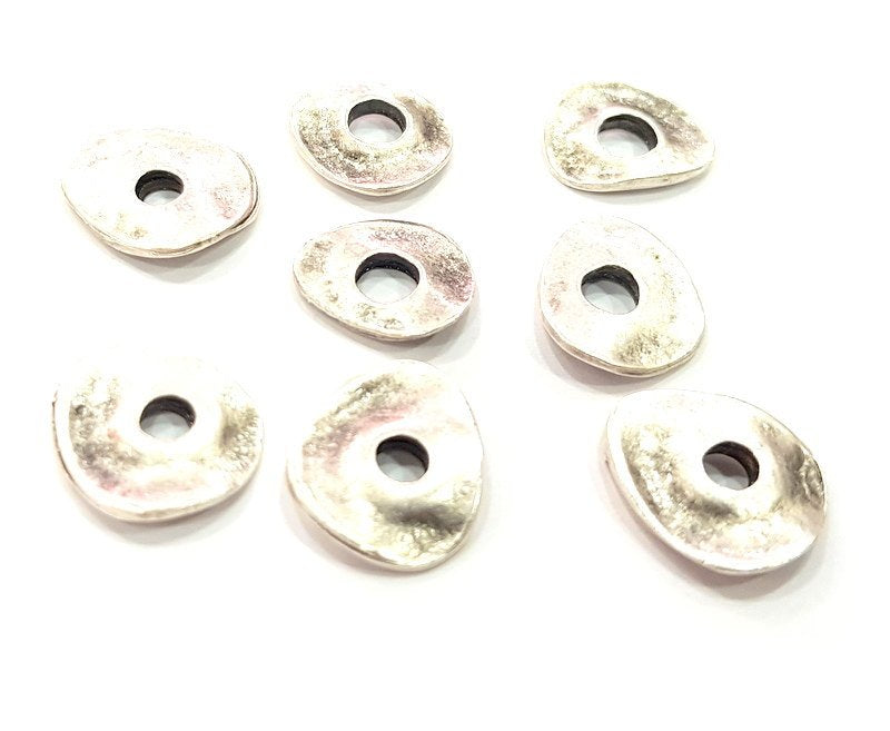 10 Pcs Antique Silver Plated Round Connector Pendants (14x11mm)  G6275