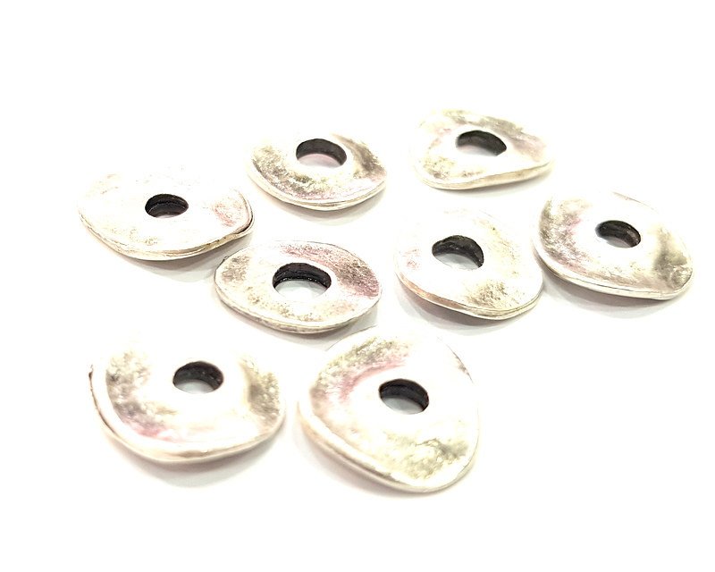 10 Pcs Antique Silver Plated Round Connector Pendants (14x11mm)  G6275