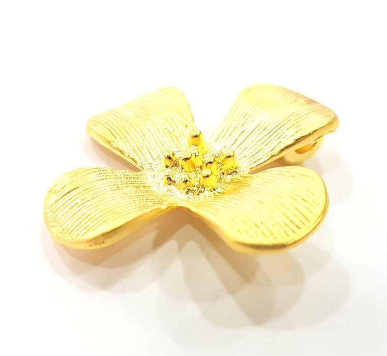 4 pcs Gold Plated Flower Pendants (37mm)  G6280