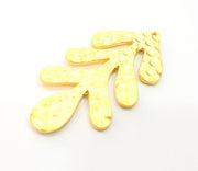 Gold Plated Hammered Leaf Pendant (60x30mm)  G6288