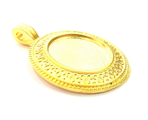 Gold Plated Medallion Pendant , Pendant Blank (49x36mm)  G6296