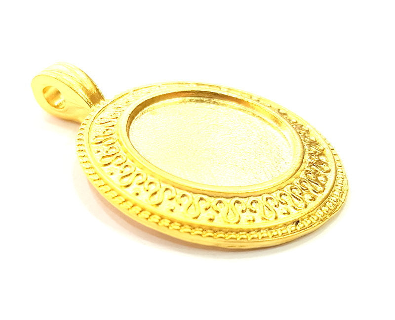 Gold Plated Medallion Pendant , Pendant Blank (49x36mm)  G6296